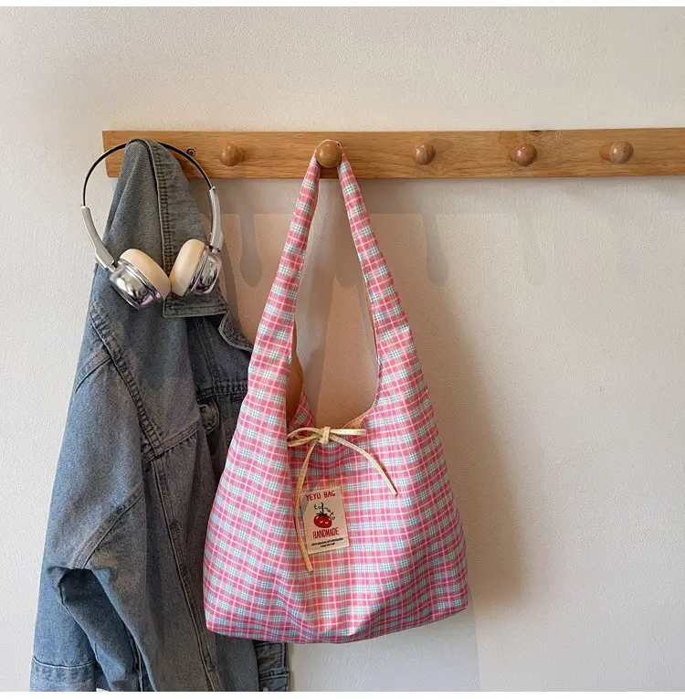 Korean Style Plaid Armpit Tote Bag 2025 Auto — feature 18