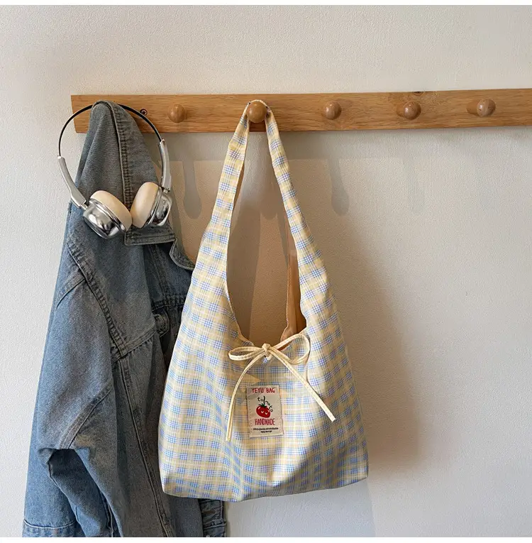 Korean Style Plaid Armpit Tote Bag 2025 Auto — feature 19