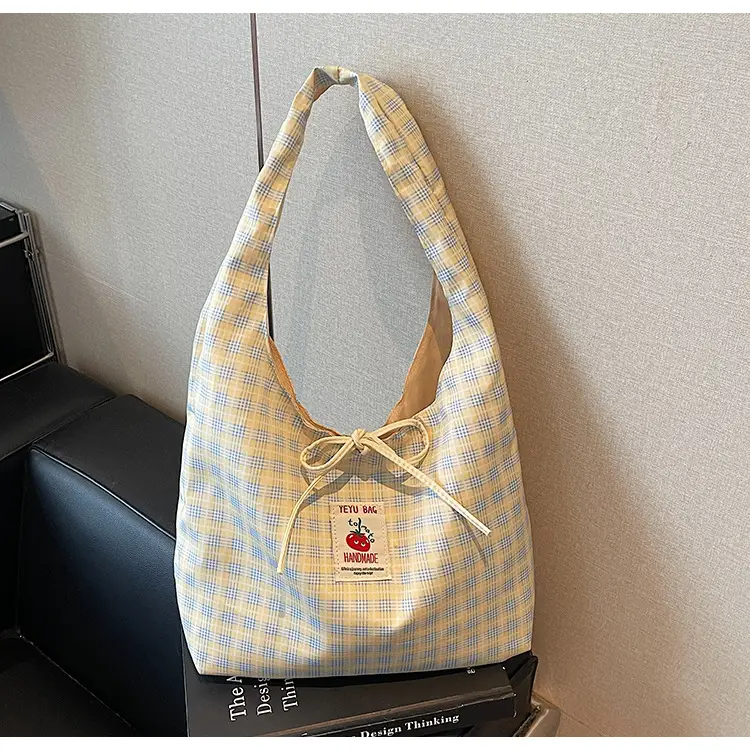 Korean Style Plaid Armpit Tote Bag 2025 Auto — feature 21