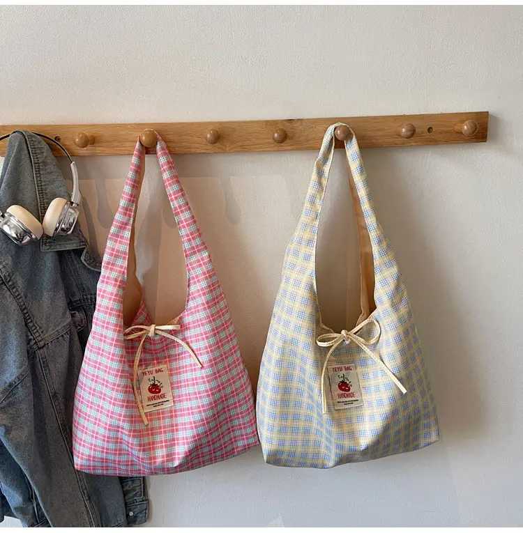 Korean Style Plaid Armpit Tote Bag 2025 Auto — feature 23