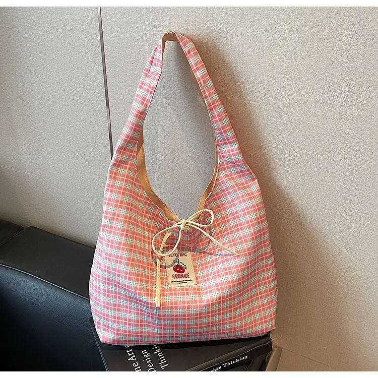 Korean Style Plaid Armpit Tote Bag 2025 Auto - Image 2