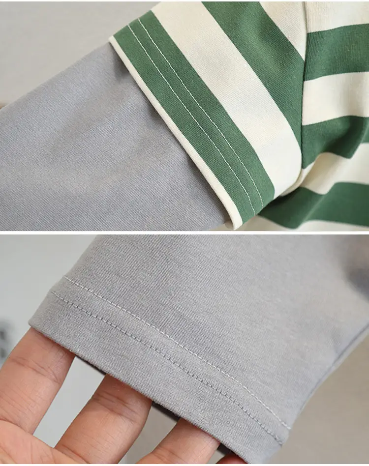 Boys Faux Striped T-Shirt Autumn 2026 Green White — feature 13