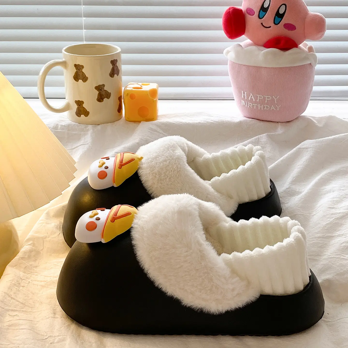 Women's Faux Fur Winter Slippers Pink Cute Design