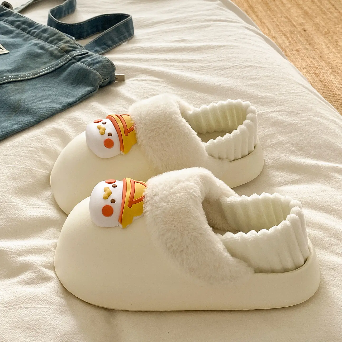 Women's Faux Fur Winter Slippers Pink Cute Design