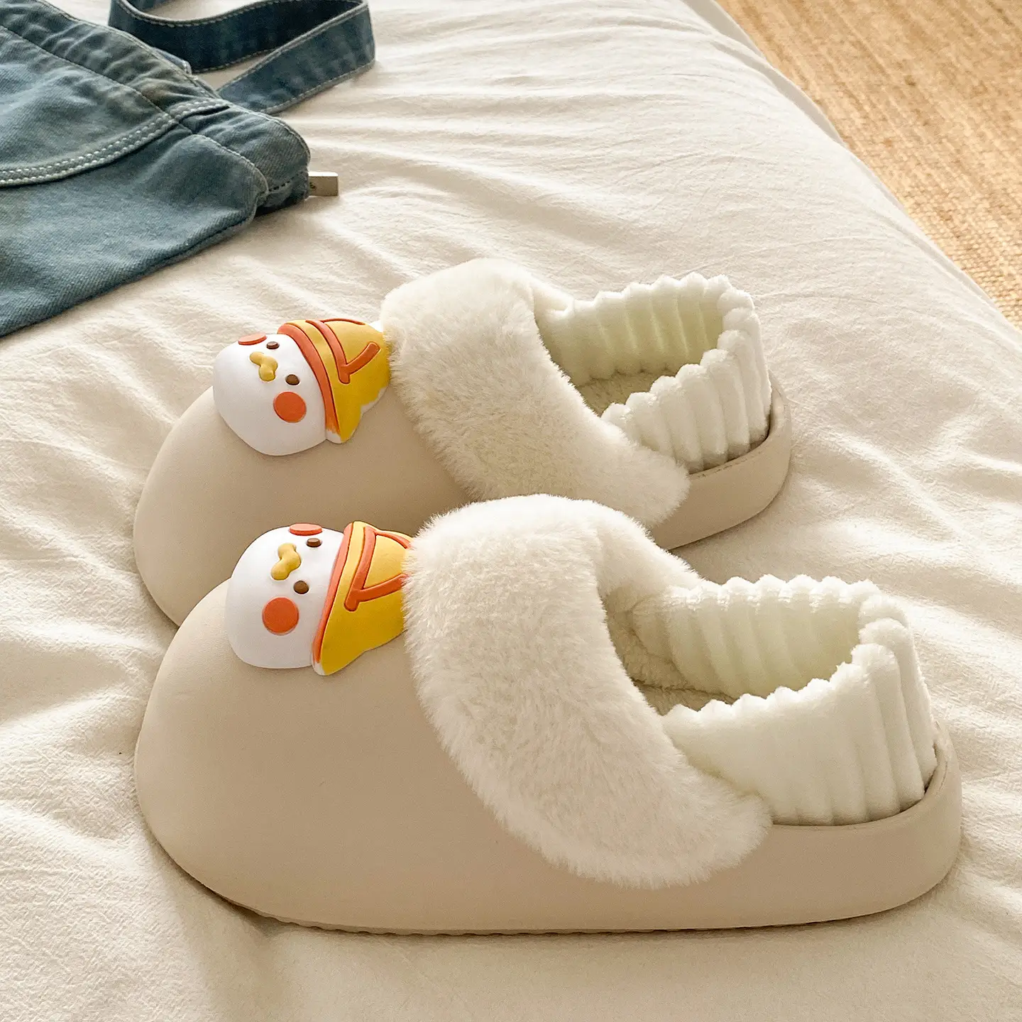 Women's Faux Fur Winter Slippers Pink Cute Design