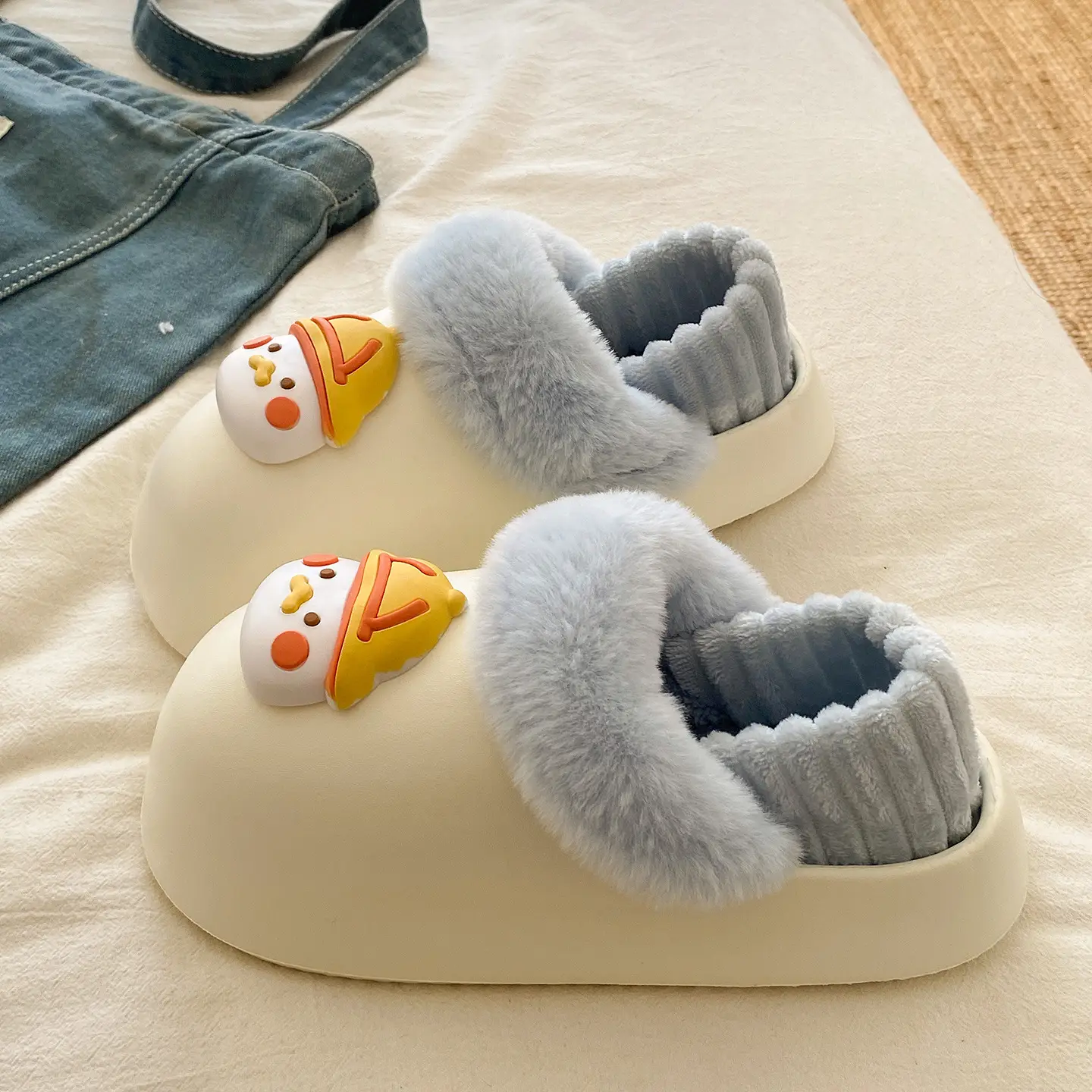Women's Faux Fur Winter Slippers Pink Cute Design