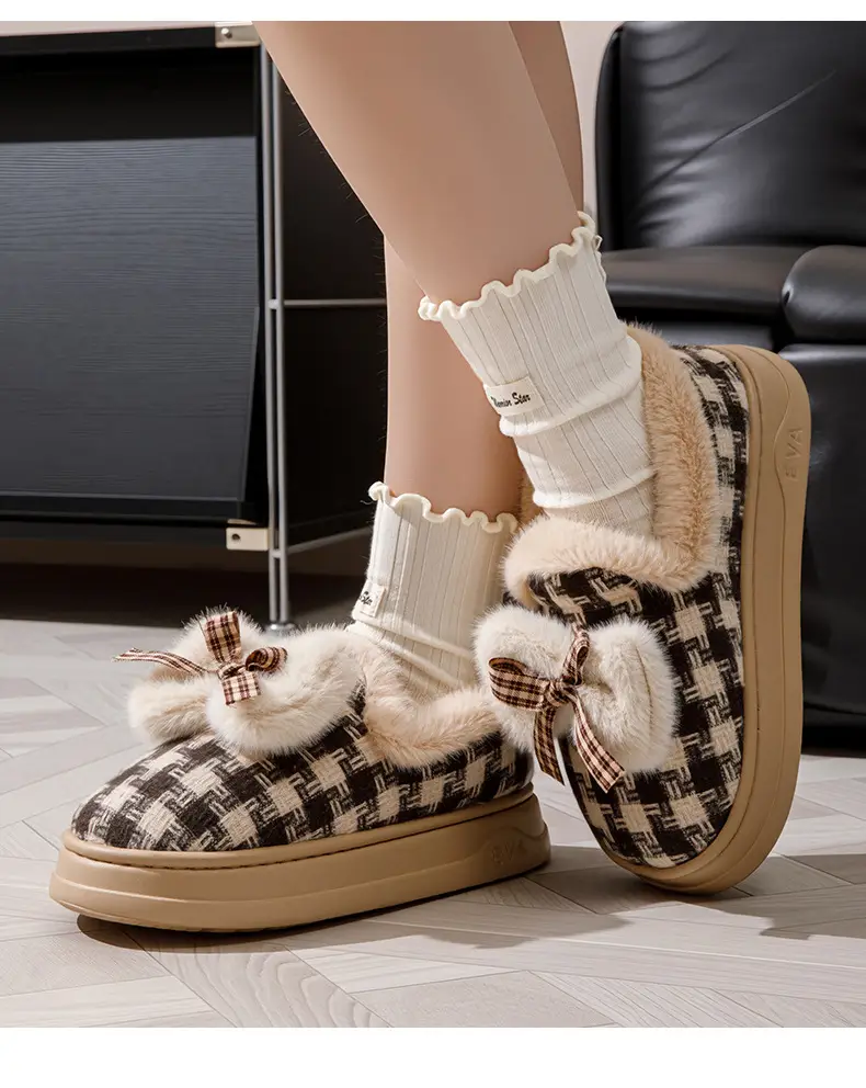 Cross-Border Cotton Slippers New Autumn and Winter Cotton Shoes with Plush Lining, Warm Soft-Soled Maternity Shoes for Women, Japanese-Style Bow Cotton Shoes — feature 15