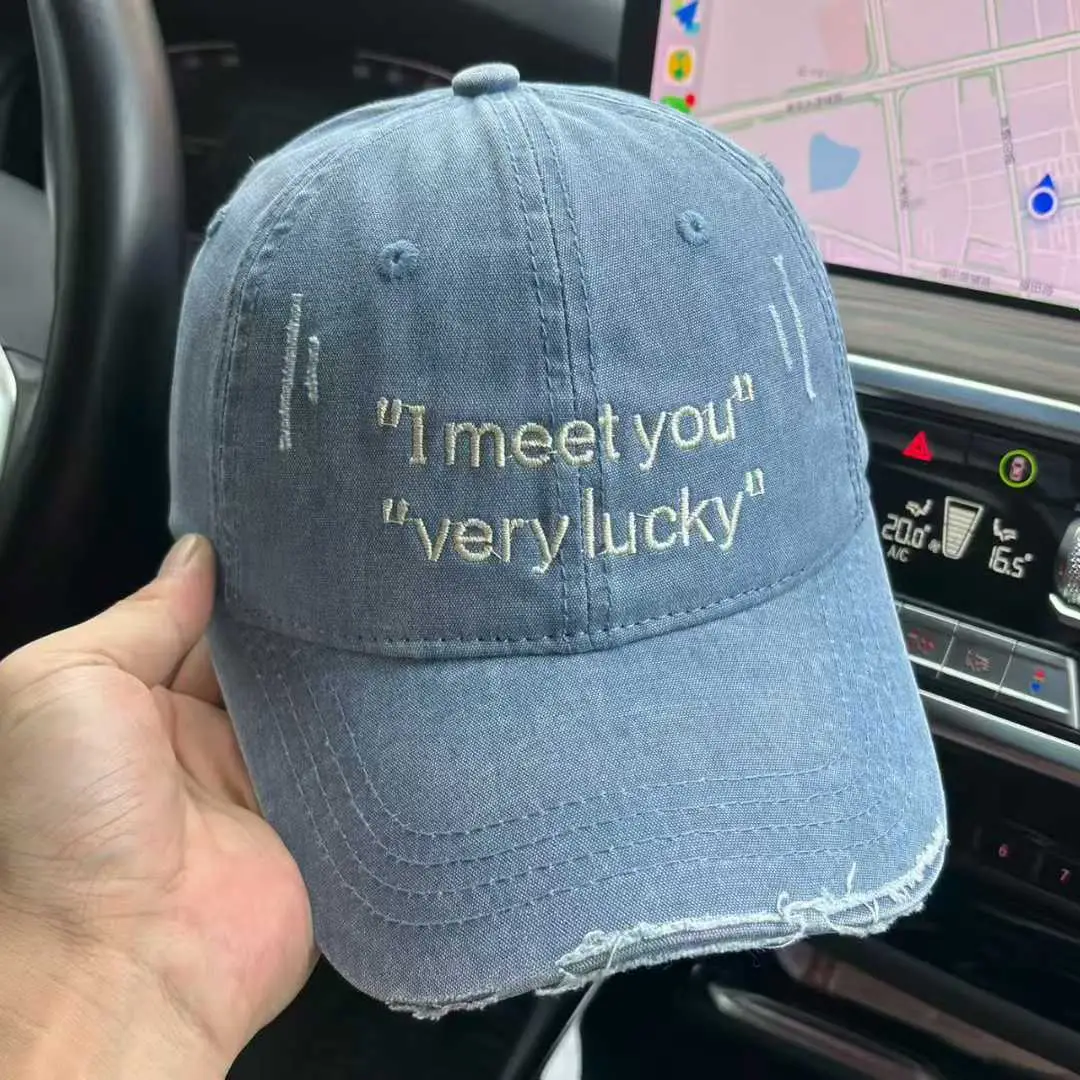 Men Women "Meet You" Very Lucky Baseball Cap Grey — feature 4