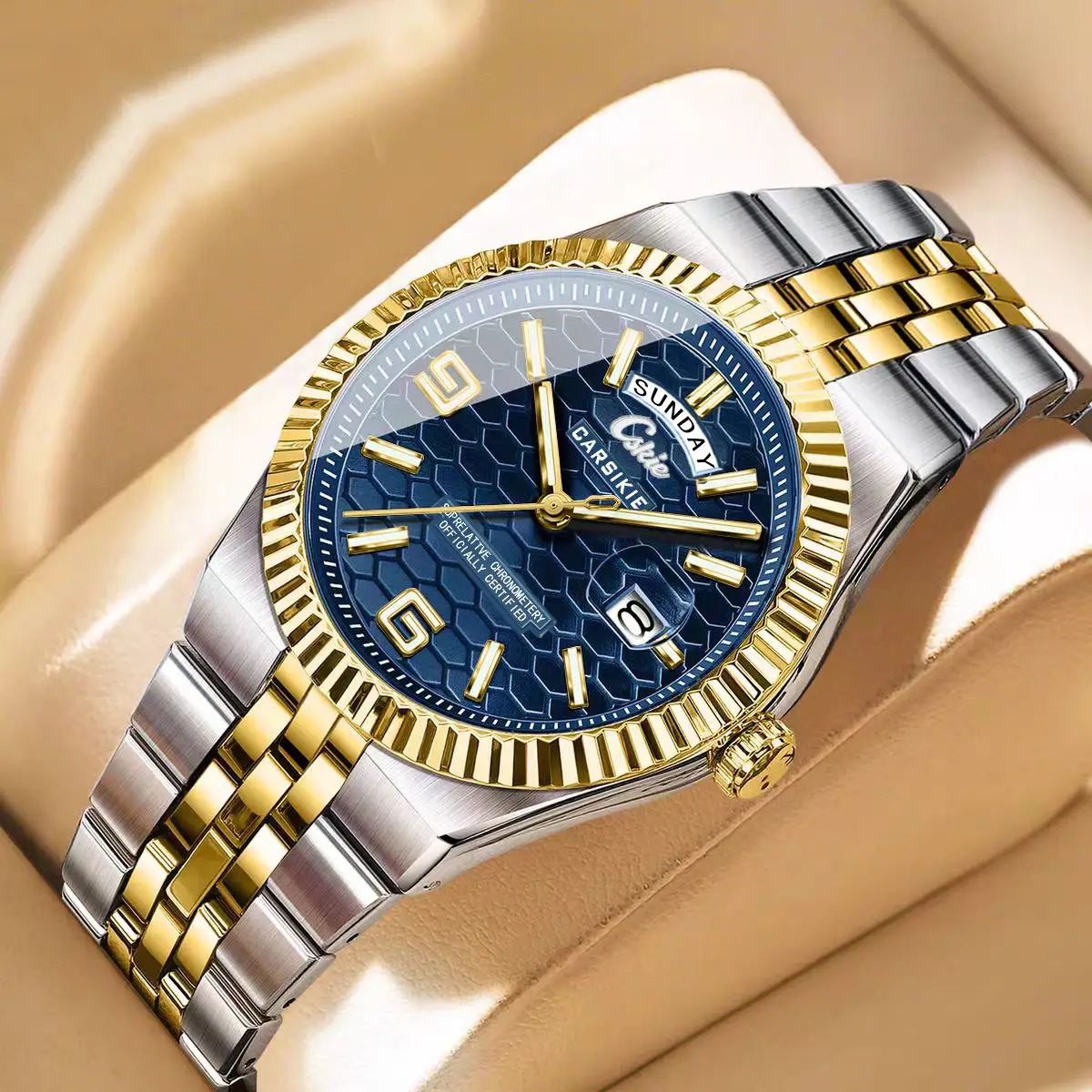 National Brand Stainless Steel Watch Blue Dial Waterproof Quartz - Image 12