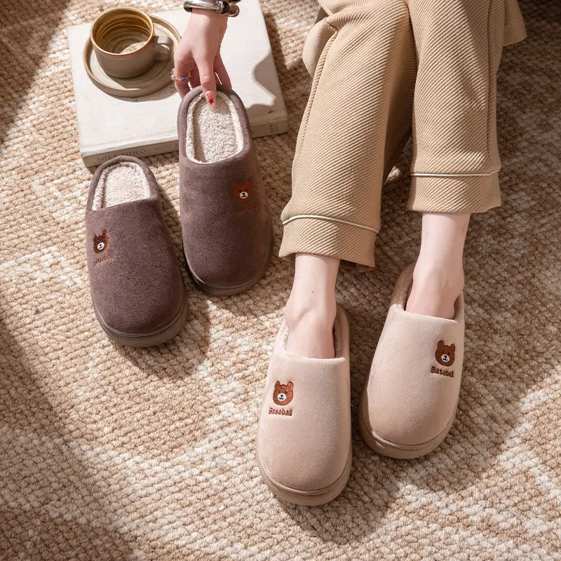 Cotton Slippers for Women, Autumn and Winter Indoor Home Non-Slip Warm Plush Postpartum Cotton Shoes, Couple Slippers, Men's Winter - Image 7
