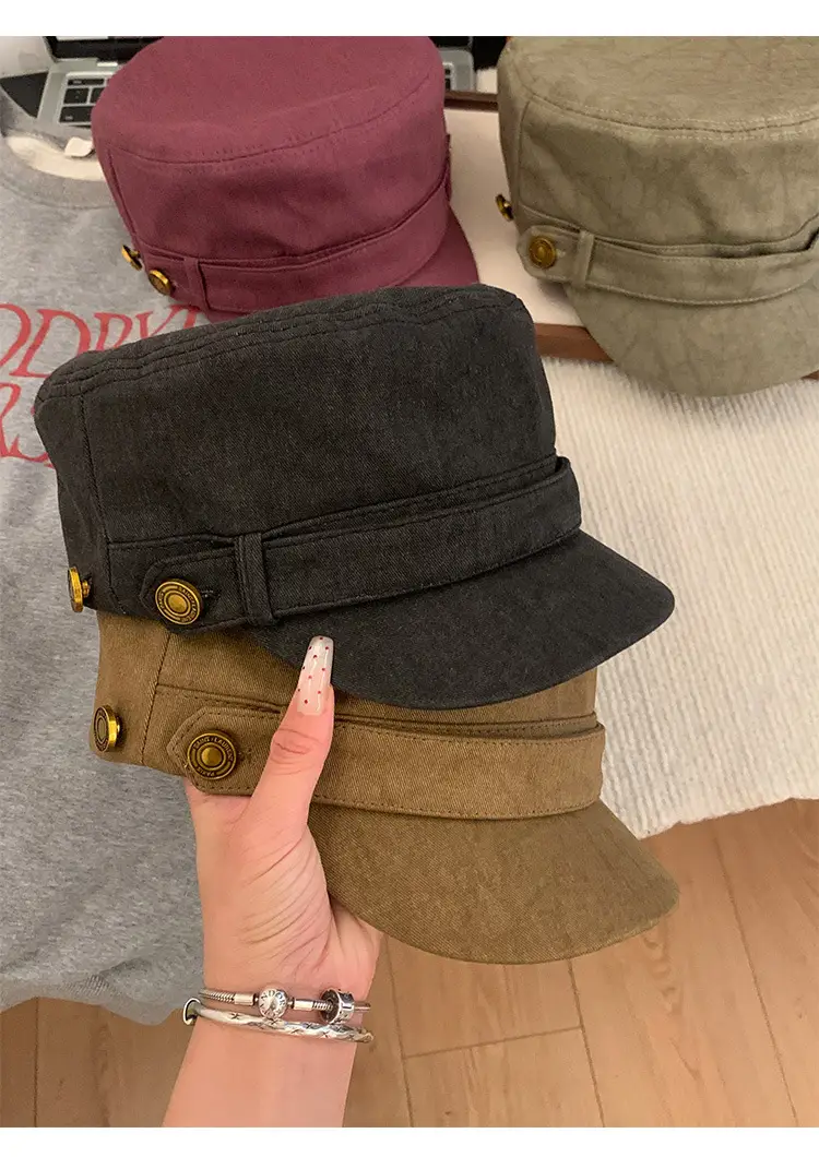 Women Flat Cap Berets 2025 Vintage Washed Duckbill Hat — feature 10