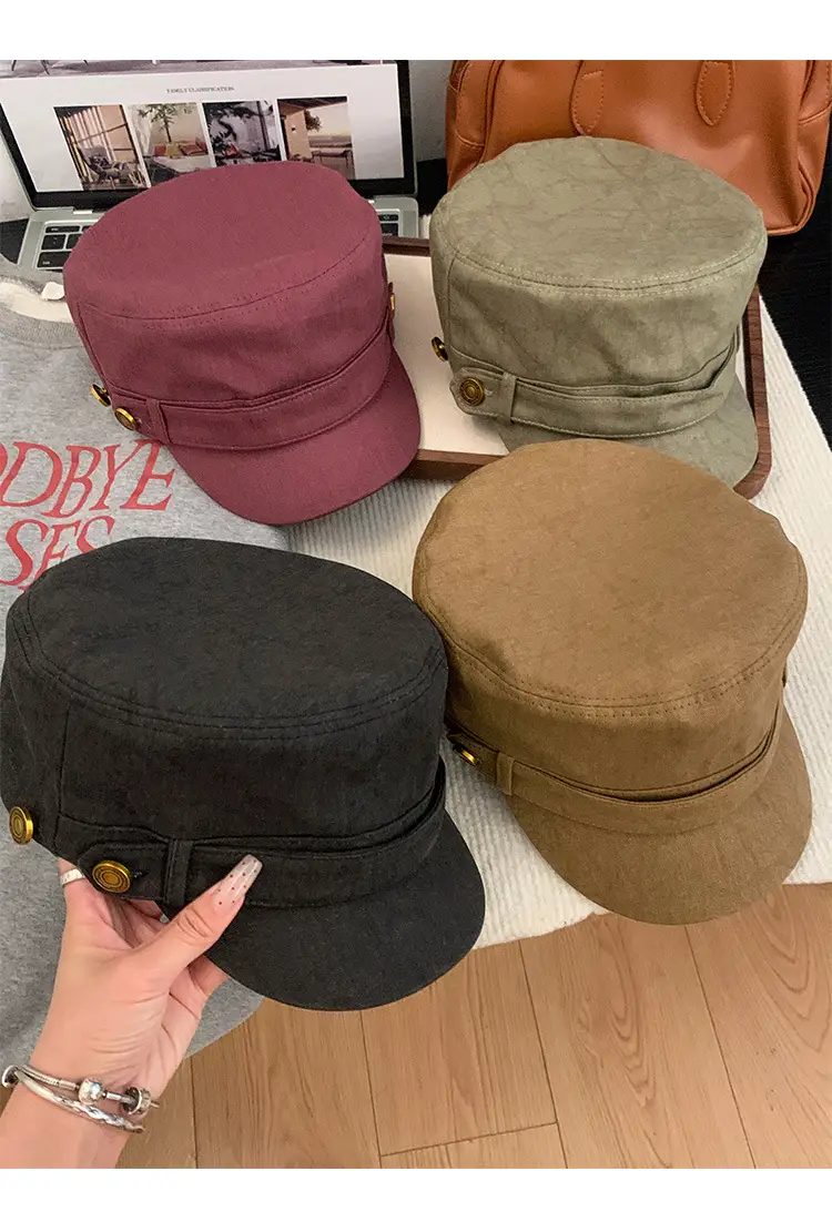 Women Flat Cap Berets 2025 Vintage Washed Duckbill Hat — feature 11