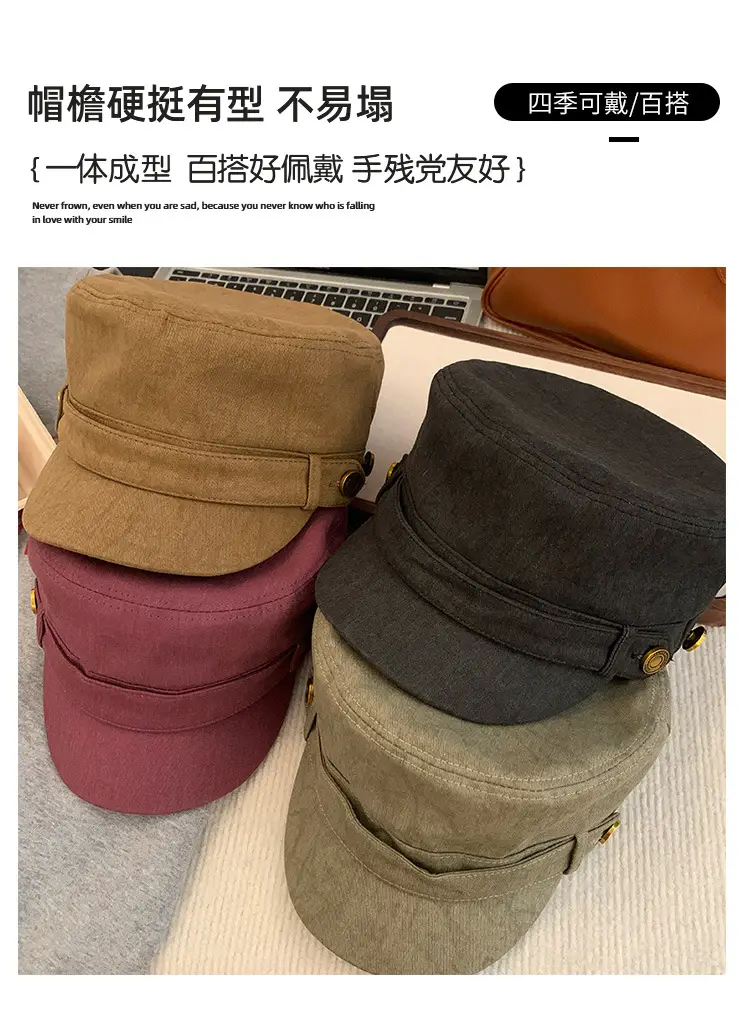 Women Flat Cap Berets 2025 Vintage Washed Duckbill Hat — feature 2