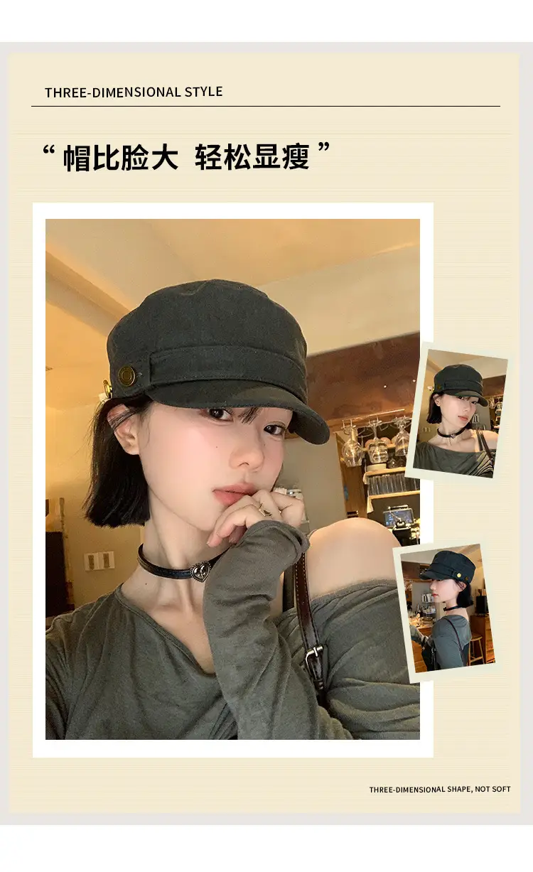 Women Flat Cap Berets 2025 Vintage Washed Duckbill Hat — feature 5