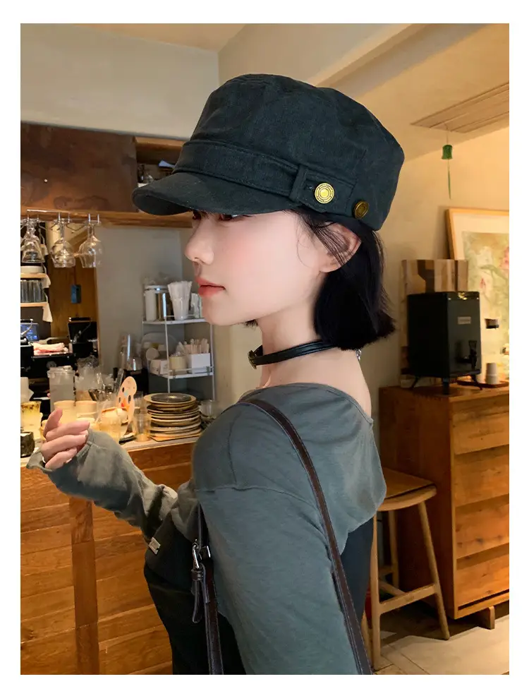Women Flat Cap Berets 2025 Vintage Washed Duckbill Hat — feature 8