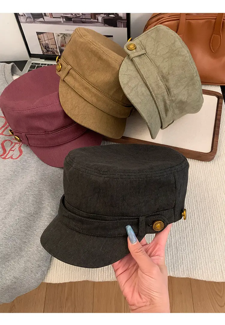 Women Flat Cap Berets 2025 Vintage Washed Duckbill Hat — feature 9