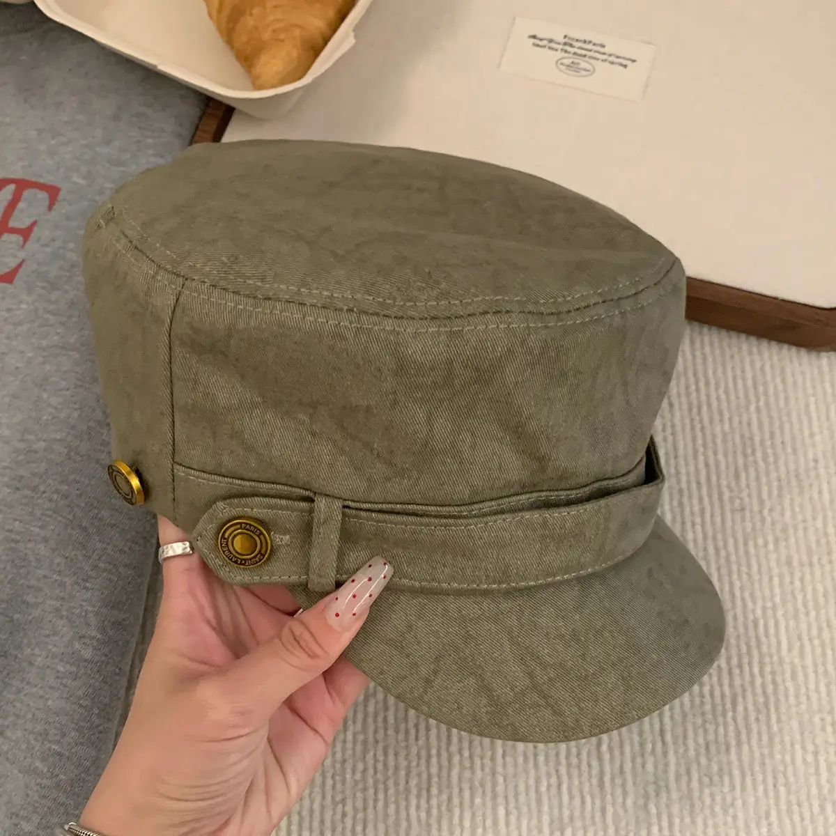 Women Flat Cap Berets 2025 Vintage Washed Duckbill Hat - Image 2