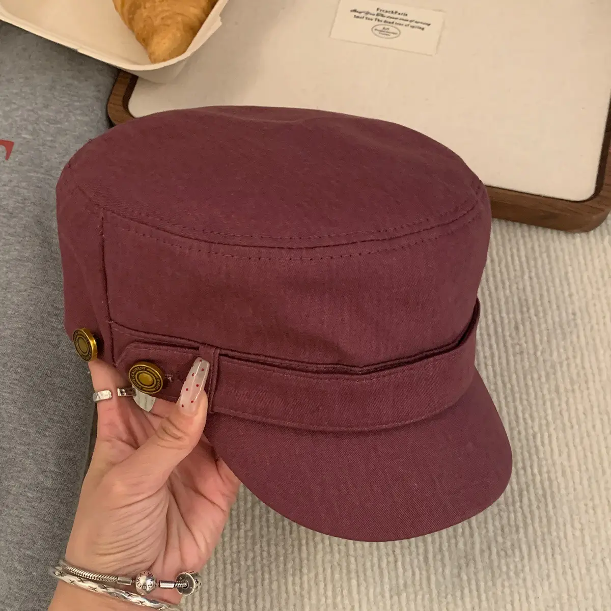 Women Flat Cap Berets 2025 Vintage Washed Duckbill Hat - Image 3