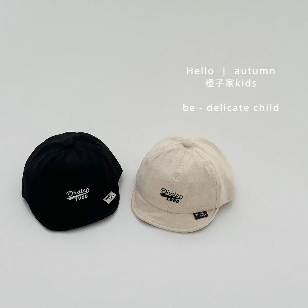 Baby Embroidered Autumn Hat for Girls Black — feature 1