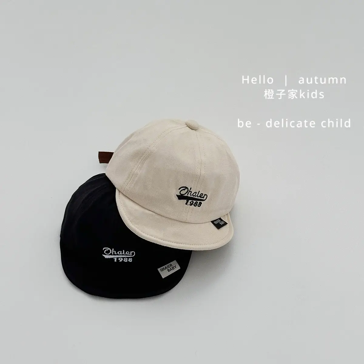 Baby Embroidered Autumn Hat for Girls Black — feature 2