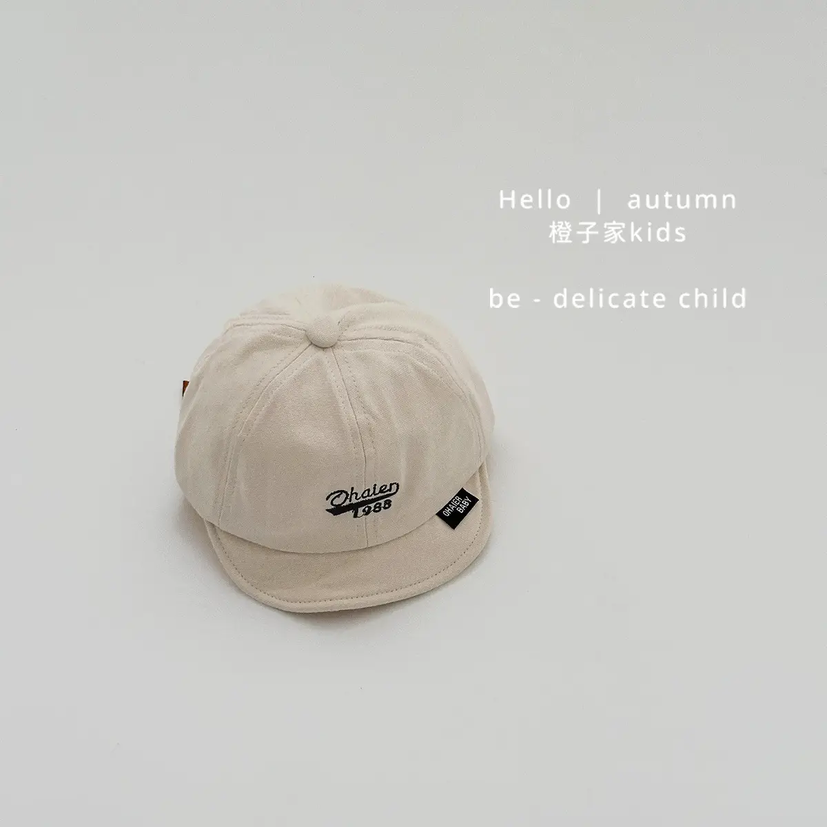 Baby Embroidered Autumn Hat for Girls Black - Image 2
