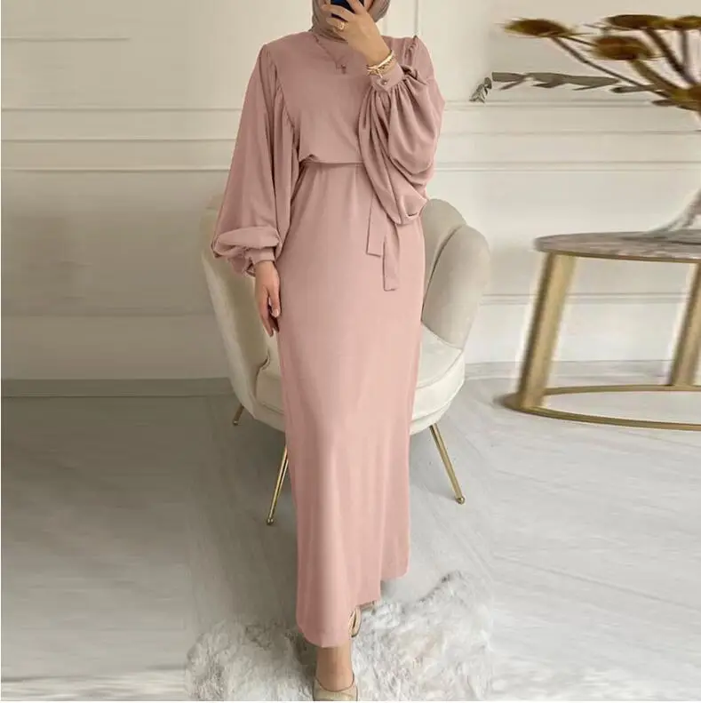 Cross-Border Long Sleeve Muslim Robe Dress Solid Color - Image 7