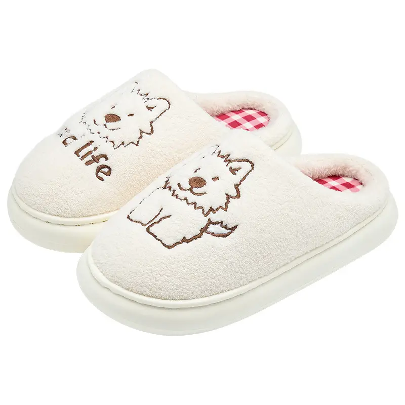 Cute Puppy Cotton Slippers for Women 2025 New Winter Indoor Home Home Couple Warm Plush Slippers for Men