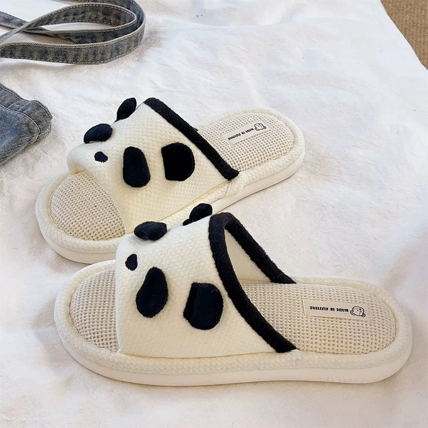 Cute Panda Cartoon Women White Slippers - Image 2