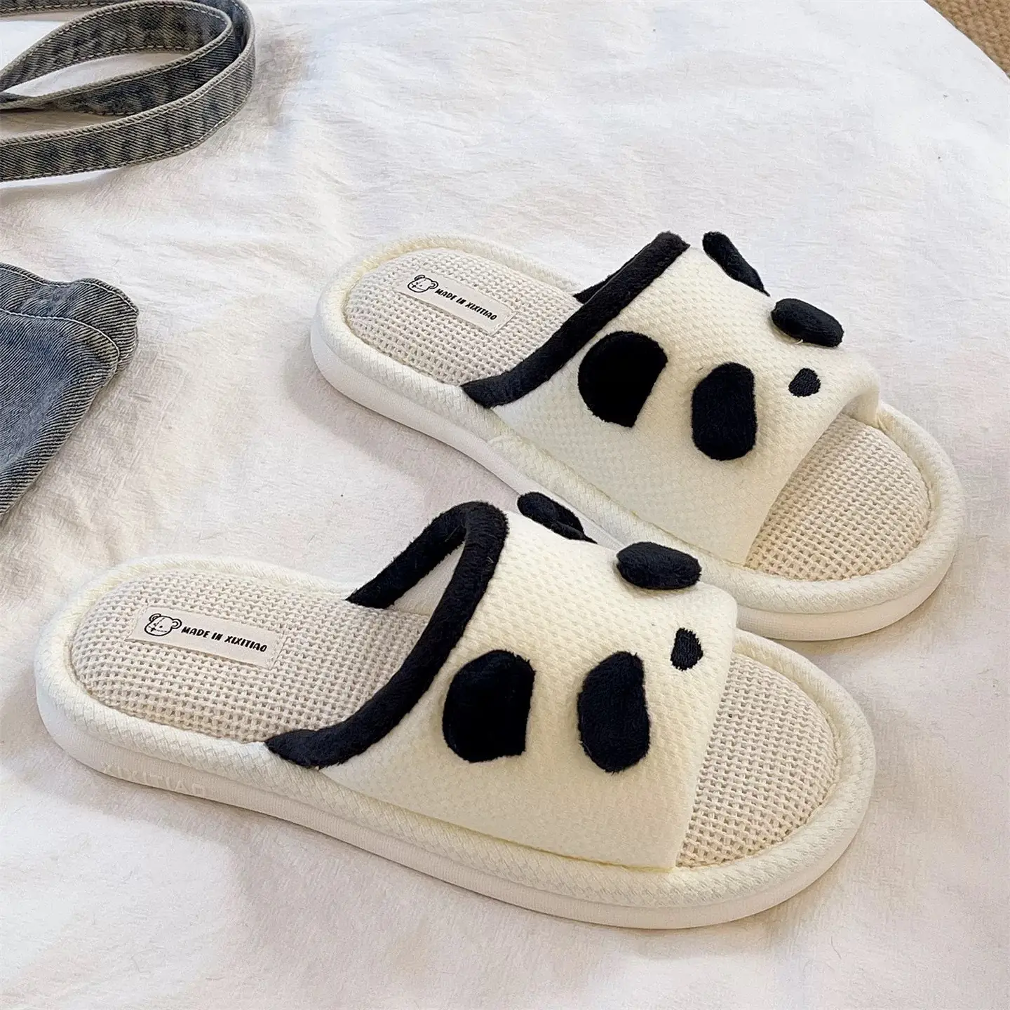 Cute Panda Cartoon Women White Slippers - Image 3