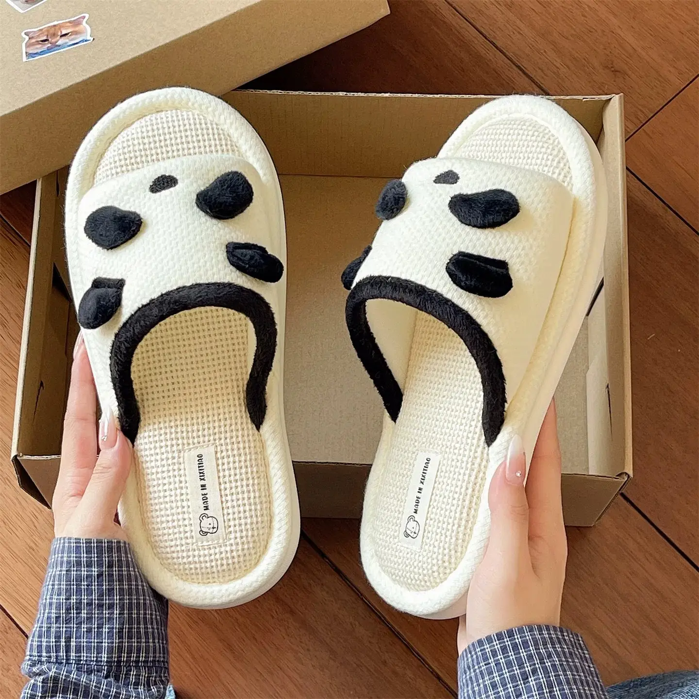 Cute Panda Cartoon Women White Slippers - Image 5