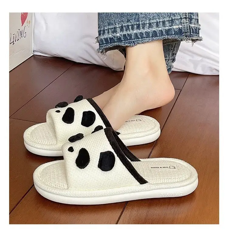 Cute Panda Cartoon Women White Slippers — feature 8