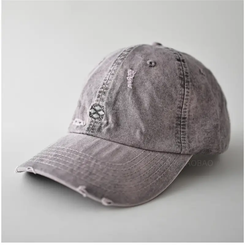 Gray Distressed Baseball Cap for Men Women - Image 5