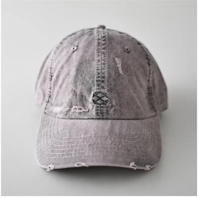 Gray Distressed Baseball Cap for Men Women - Image 9