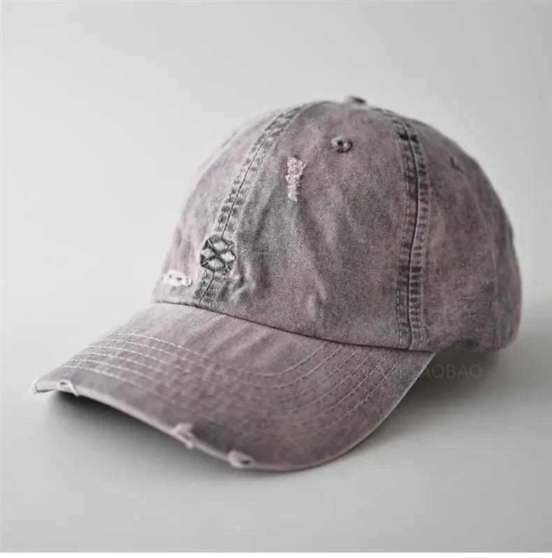 Gray Distressed Baseball Cap for Men Women — feature 10