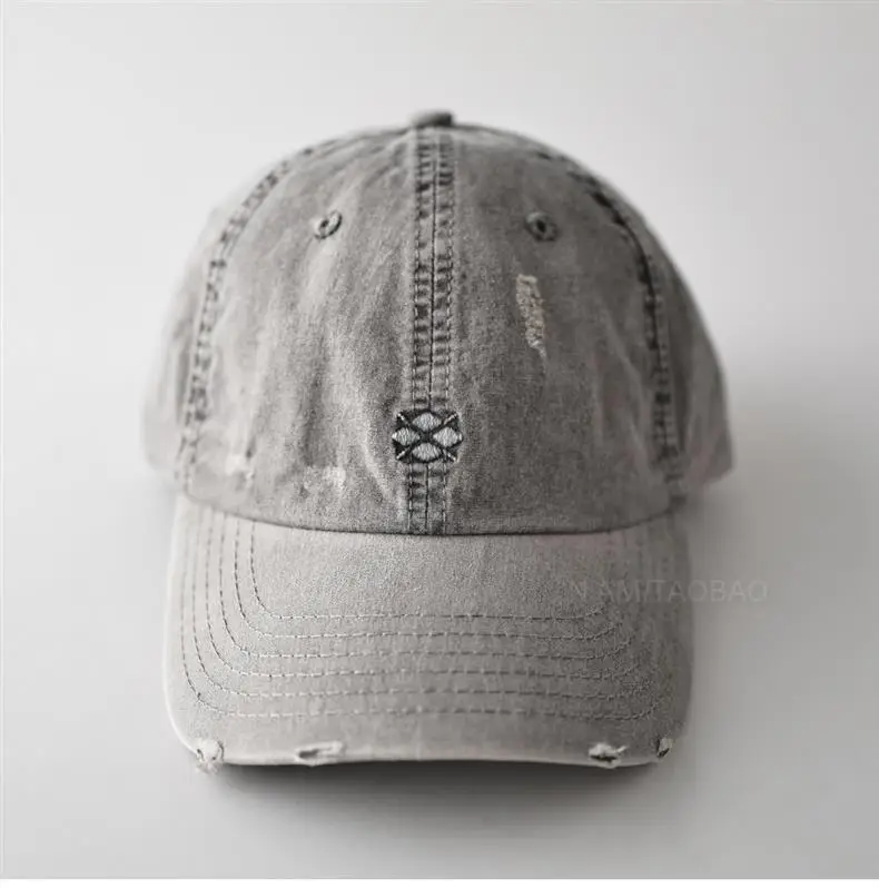 Gray Distressed Baseball Cap for Men Women — feature 11