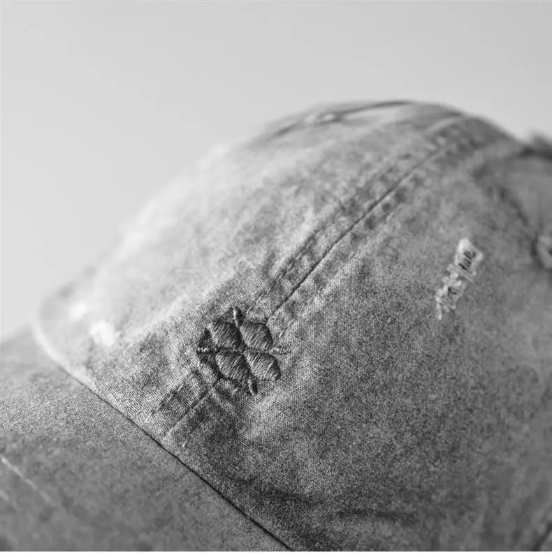 Gray Distressed Baseball Cap for Men Women — feature 15
