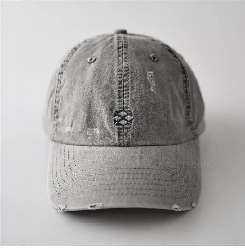 Gray Distressed Baseball Cap for Men Women — feature 2
