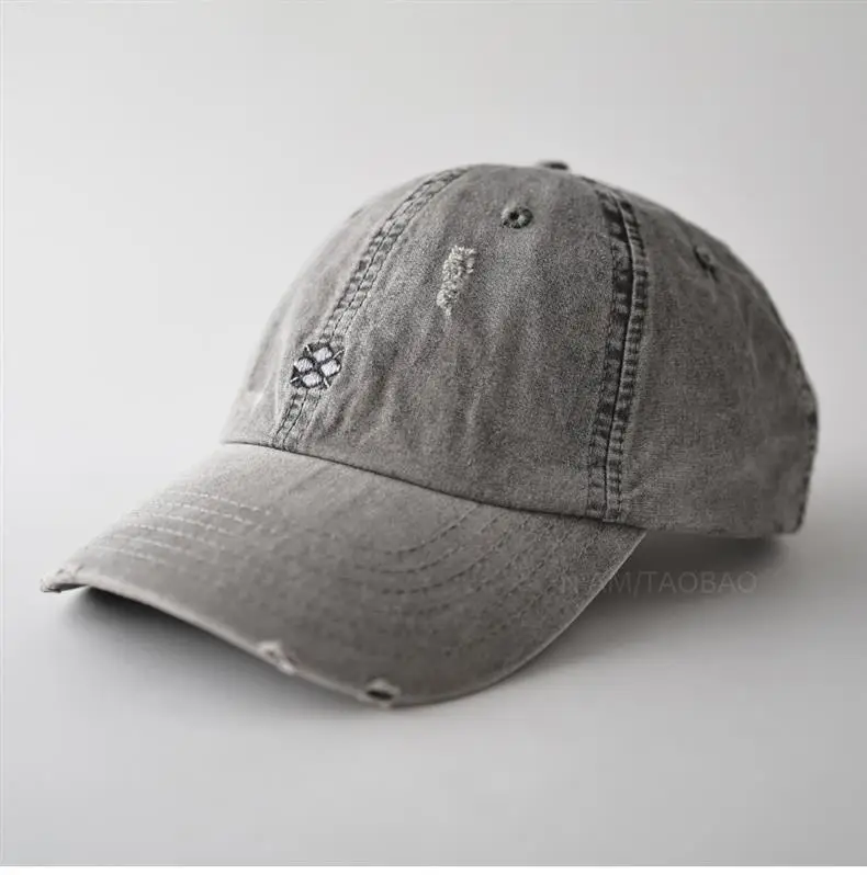 Gray Distressed Baseball Cap for Men Women — feature 3