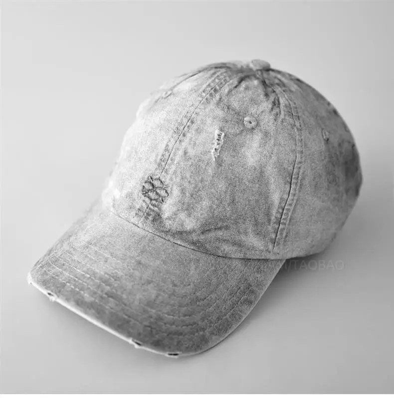Gray Distressed Baseball Cap for Men Women — feature 6