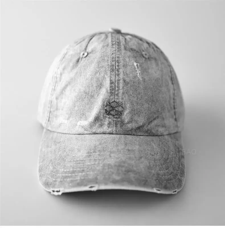 Gray Distressed Baseball Cap for Men Women — feature 7