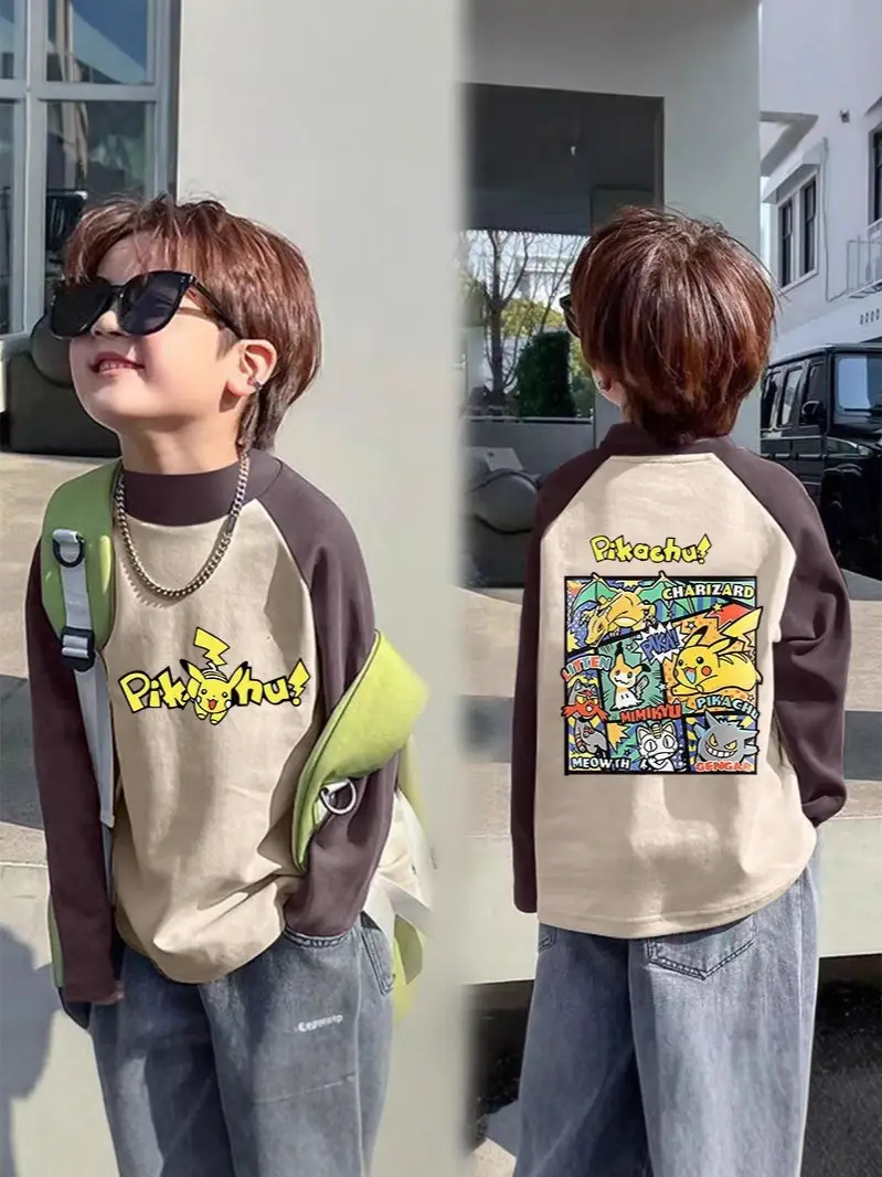 Boys Thermal Long Sleeve T-Shirt Gray Blue Raglan Back Design - Image 25