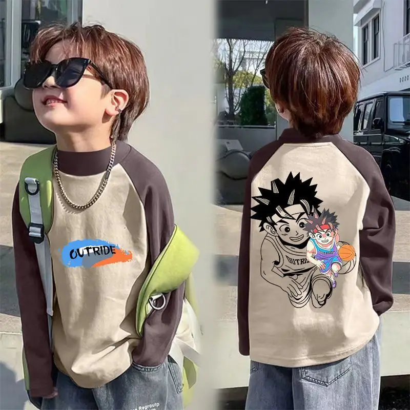 Boys Thermal Long Sleeve T-Shirt Gray Blue Raglan Back Design - Image 12