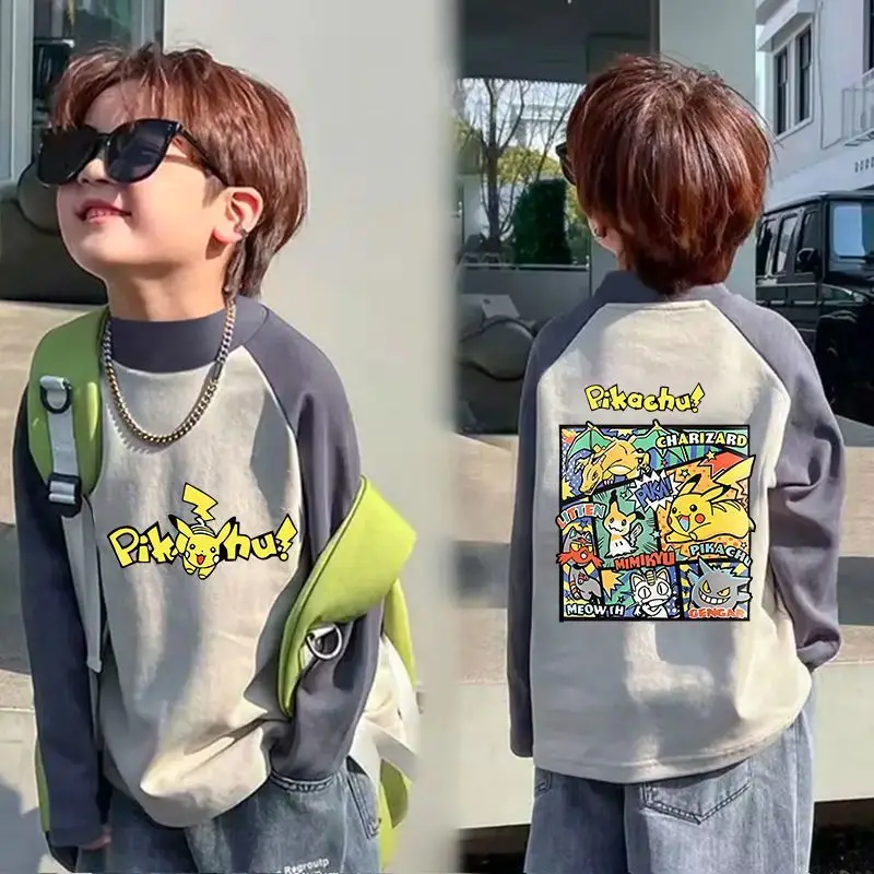 Boys Thermal Long Sleeve T-Shirt Gray Blue Raglan Back Design - Image 19