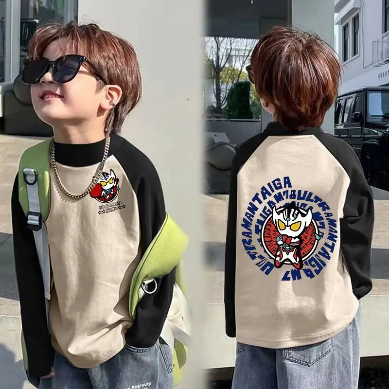 Boys Thermal Long Sleeve T-Shirt Gray Blue Raglan Back Design - Image 5