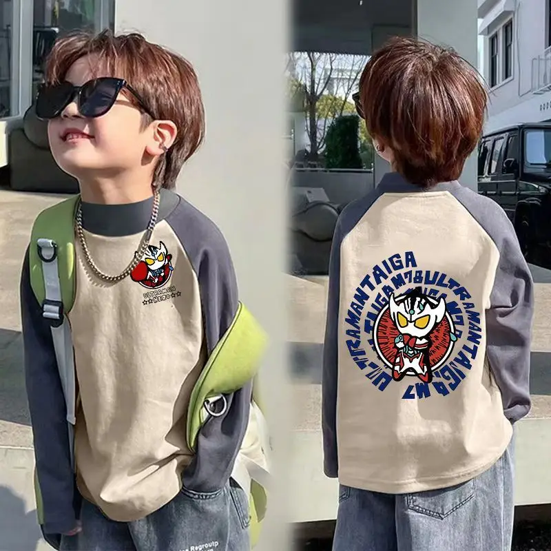 Boys Thermal Long Sleeve T-Shirt Gray Blue Raglan Back Design - Image 6