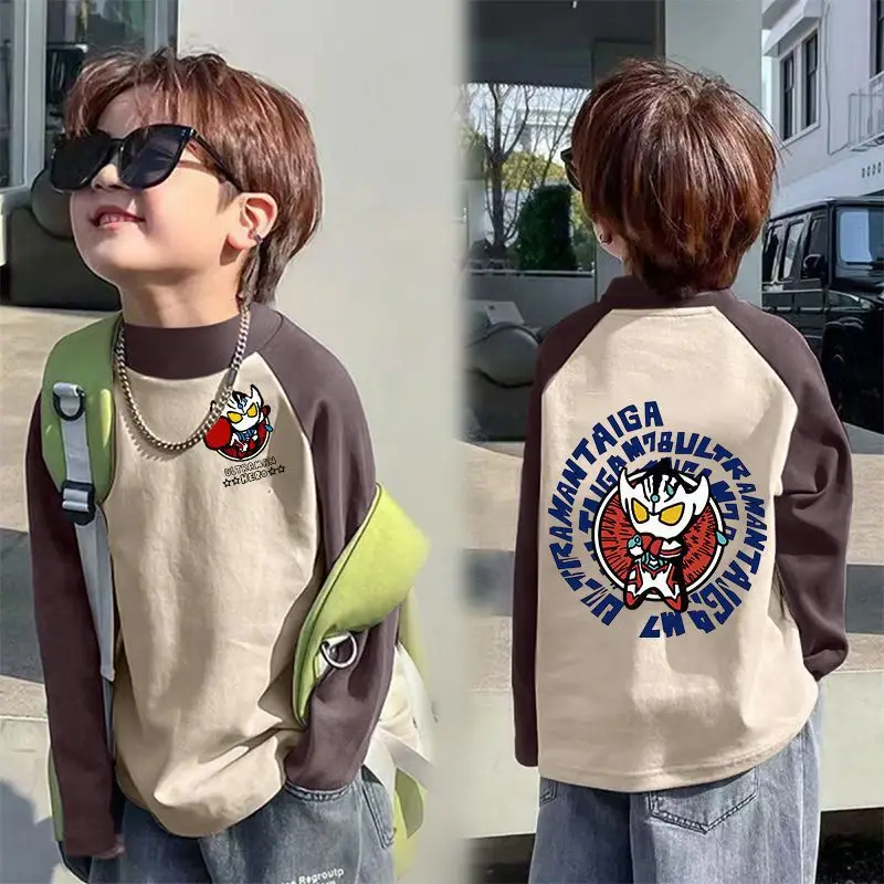 Boys Thermal Long Sleeve T-Shirt Gray Blue Raglan Back Design - Image 8