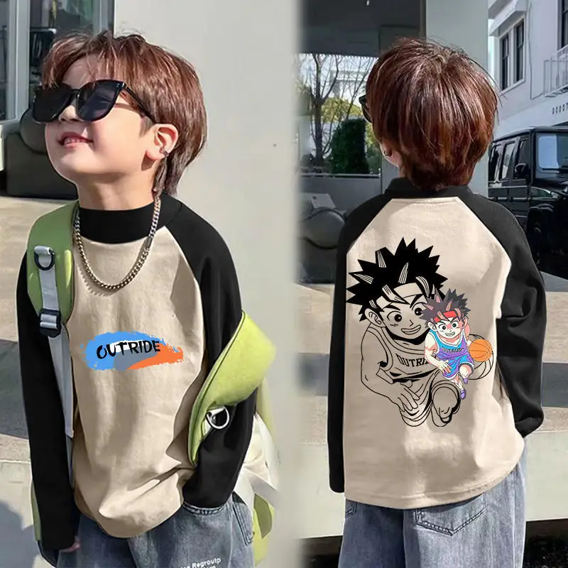 Boys Thermal Long Sleeve T-Shirt Gray Blue Raglan Back Design - Image 9