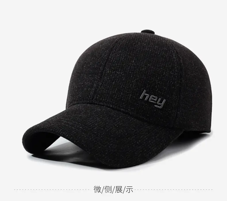 Men Black Cotton Baseball Cap Winter Wear — feature 9