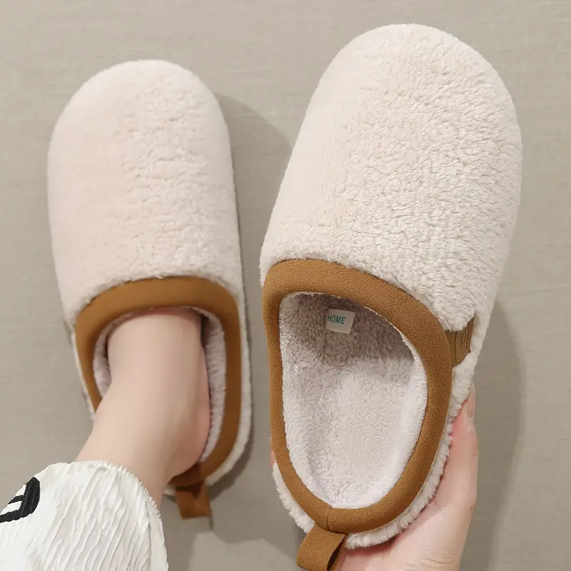 Household Cotton Slippers for Women in Winter for Couples Indoor Plush High-End Polar Fleece Indoor Non-Slip Furry Slippers for Men in Winter - Image 6