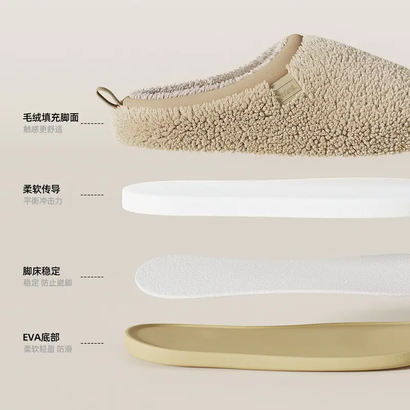 Household Cotton Slippers for Women in Winter for Couples Indoor Plush High-End Polar Fleece Indoor Non-Slip Furry Slippers for Men in Winter - Image 7